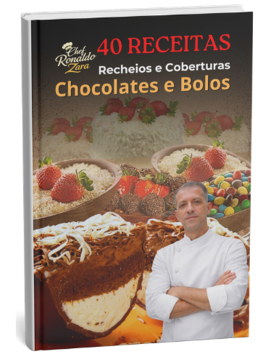 E-book 40 receitas de recheios e coberturas de chocolates e para bolos confeitaria profissional